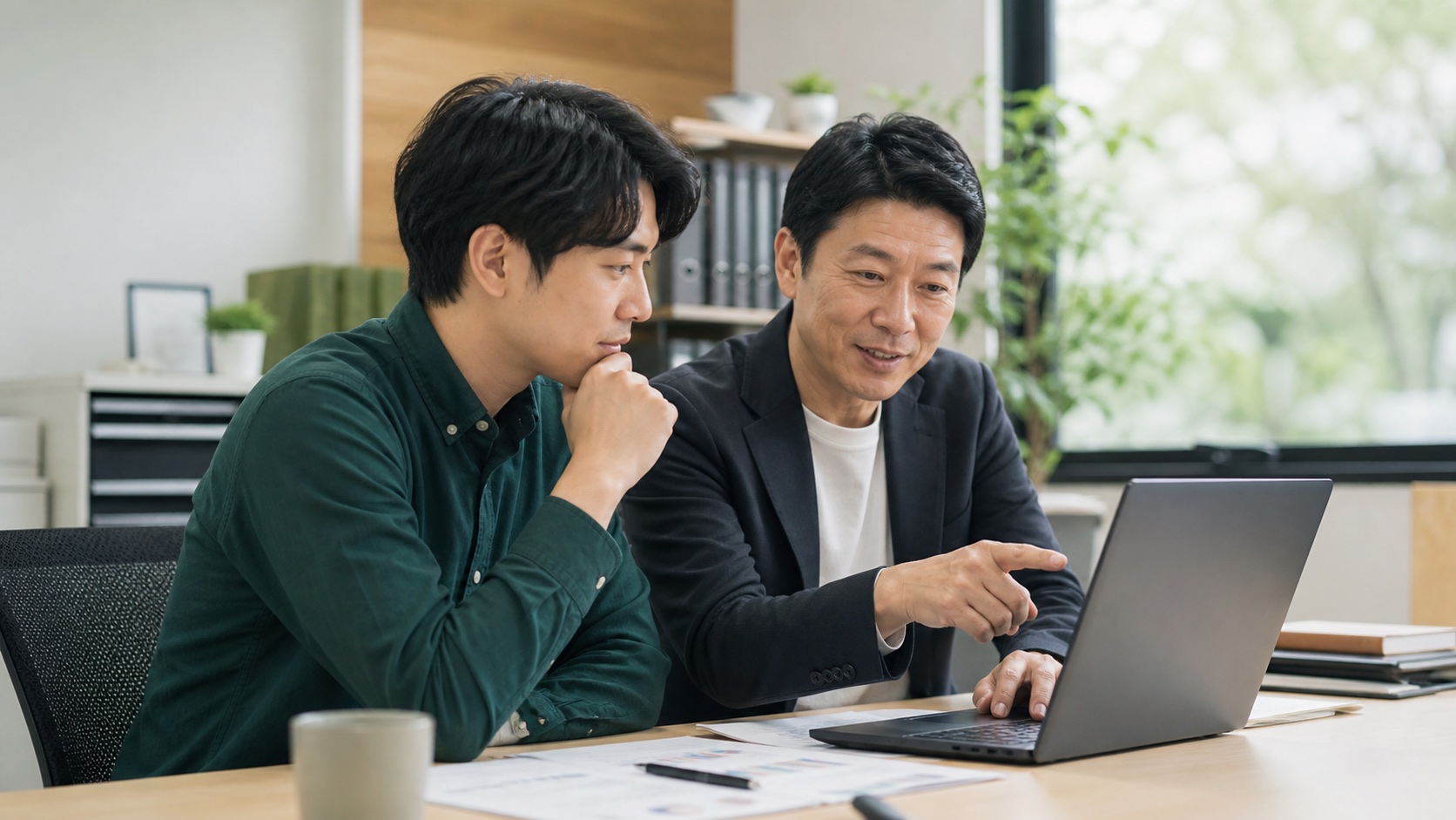 中小企業の担当者とIT・AIを活用した業務改善を進めている様子